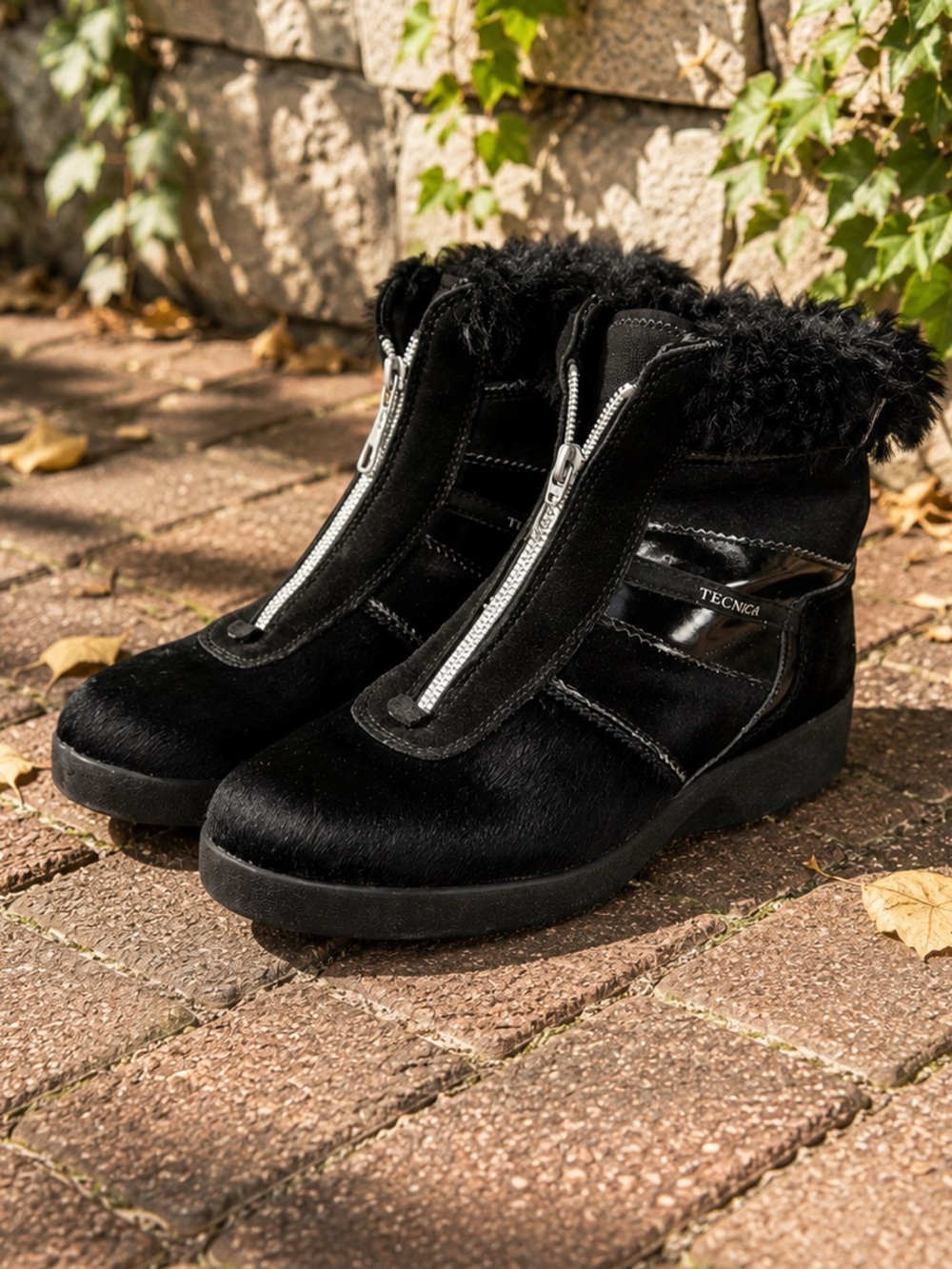 TECNICA Italian Designer Pony Hair and Shearling Luxury Ankle Boots, EU 40